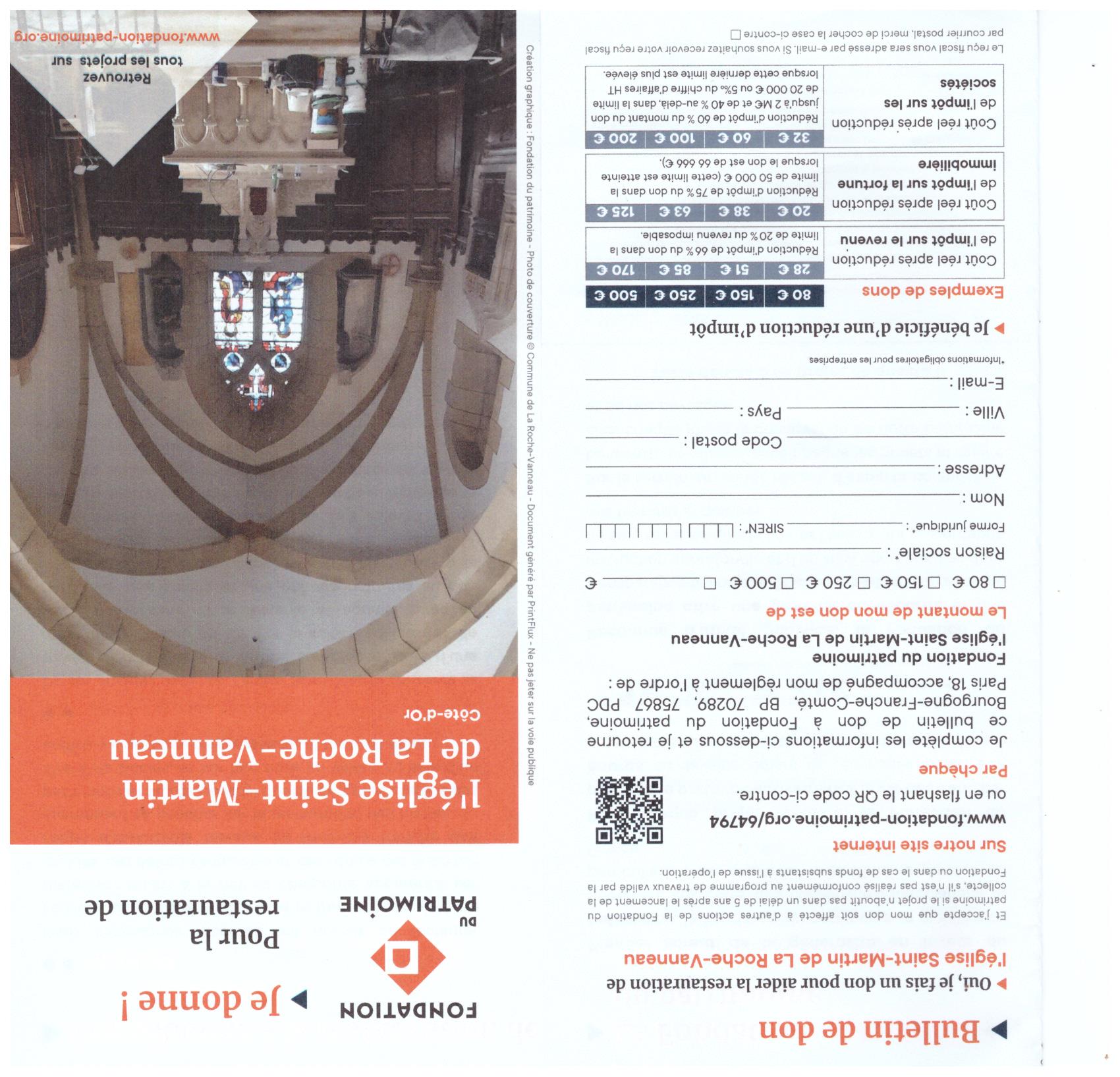SORTIE sur la journée au profit de la restauration de l'église LA ROCHE VANNEAU